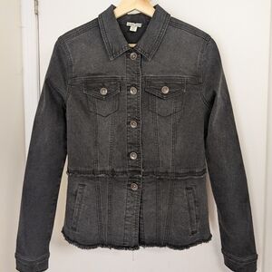 TRIBAL BLACK JEAN JACKET SIZE SMALL
